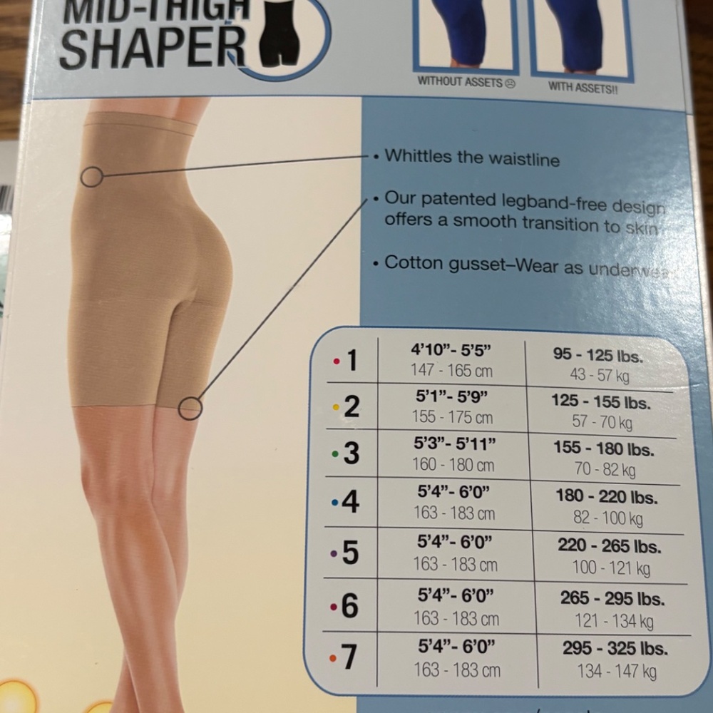 Assets By Sara Blakely Hi Waist Mid Thigh Shaper Waist Control Nude Spanx Size 2 - Picture 8 of 9